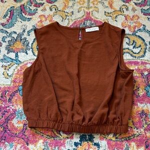 dear creatures Cropped Sleeveless Top in Rust Brown